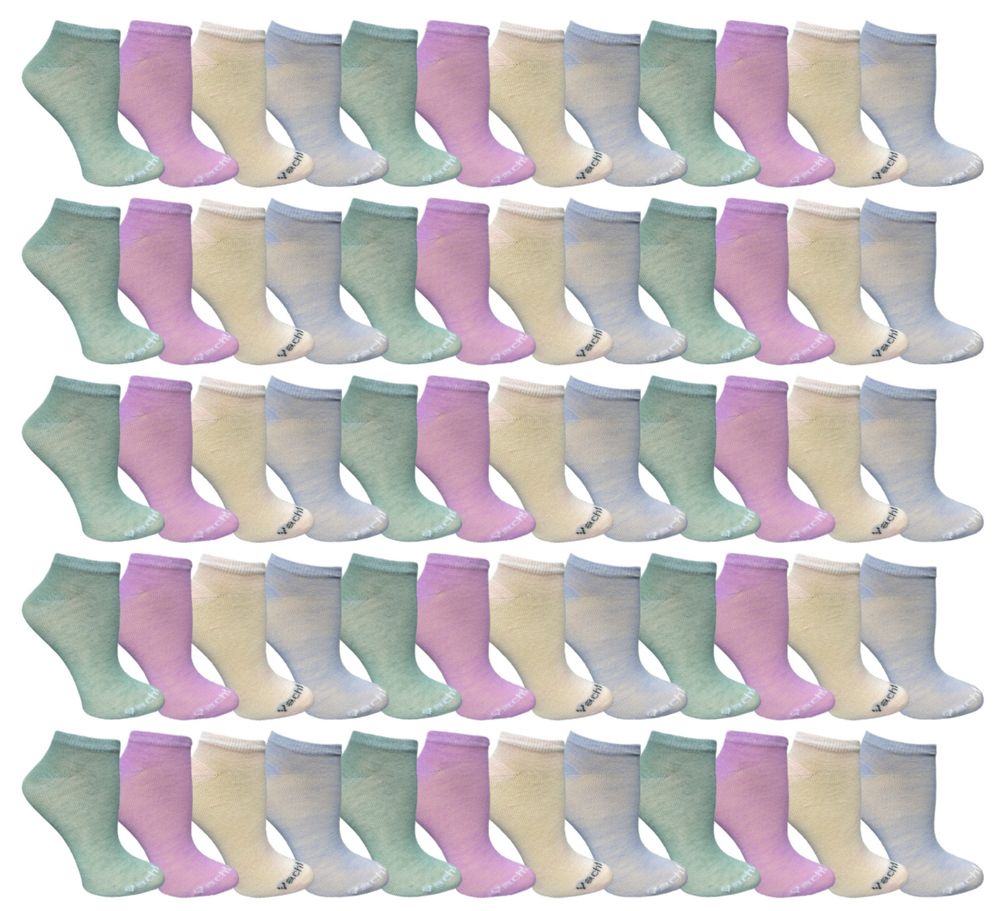 60 Pairs of Yacht & Smith Women's Assorted Colored Pastels No Show Ankle Socks Size 9-11