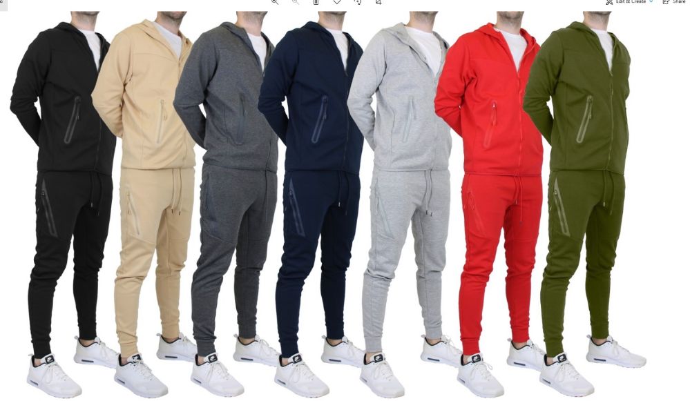 24 Wholesale Men's Matching Jogger Set Top And Bottom Navy Only