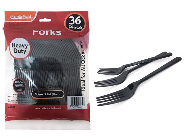 72 Pieces of Plastic Fork Black Color