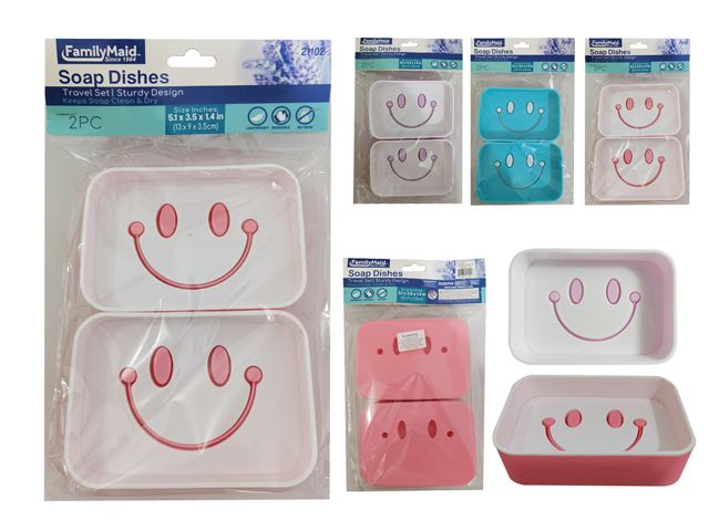 96 Pieces of 2 Pc Soap Dish Happy Face