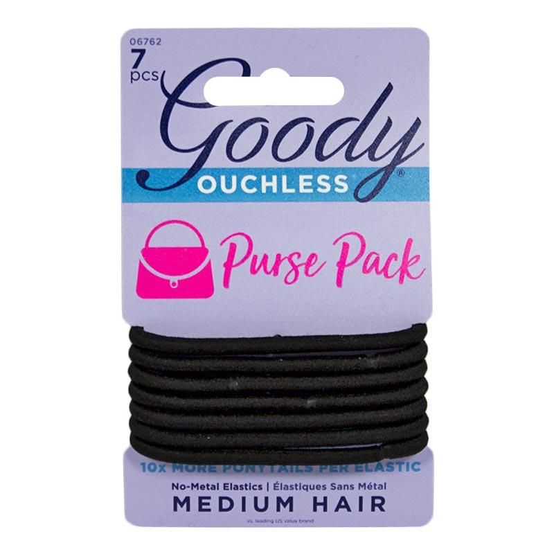 3 Packs of Travel Size Ponytail Holders Ouchless Black Ponytails Card Of 7