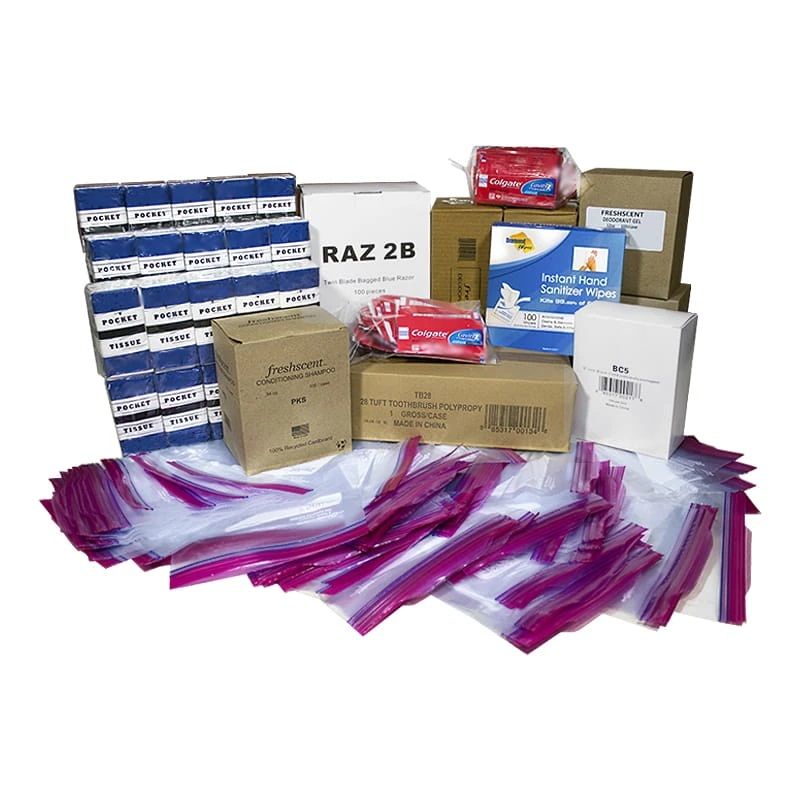 100 Packs Men's Toiletry Kit For Kit Packing Event, 11 Piece Pack - Hygiene Gear