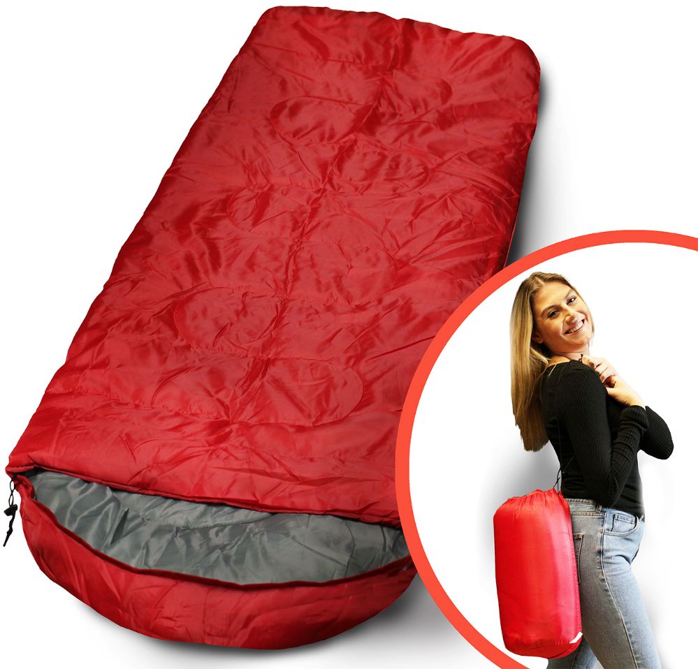 Yacht And Smith Polyester Sleeping Bag In Red 72" X 30" Inches