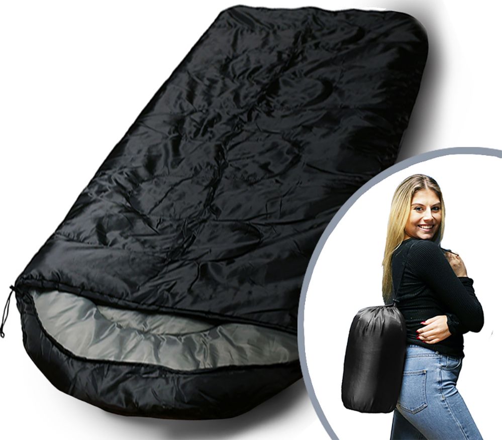 Yacht And Smith Polyester Sleeping Bag In Black 72" X 30" Inches