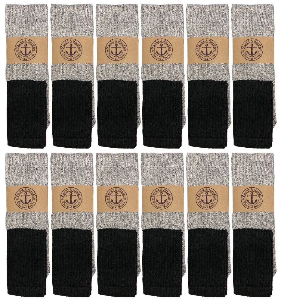 Yacht & Smith Mens Cotton Thermal Tube Socks, Cold Weather Boot Sock Shoe Size 8-12 - Samples
