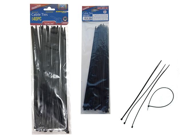 144 Wholesale 40pc Black Cable Ties
