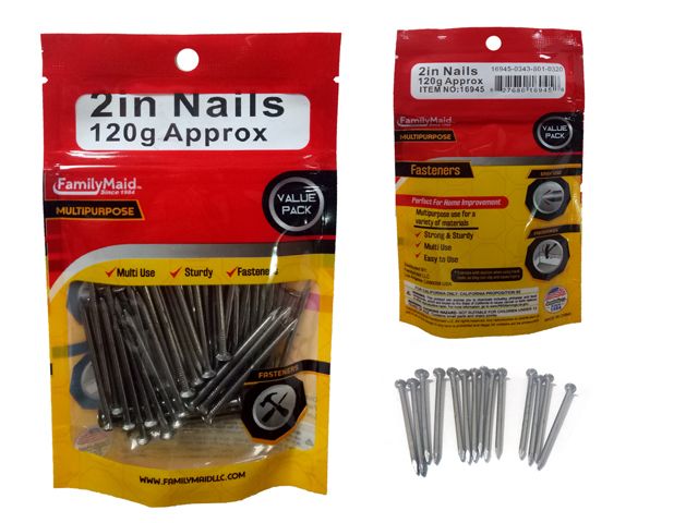96 Pieces of Multipurpose Nails 2"l 120g