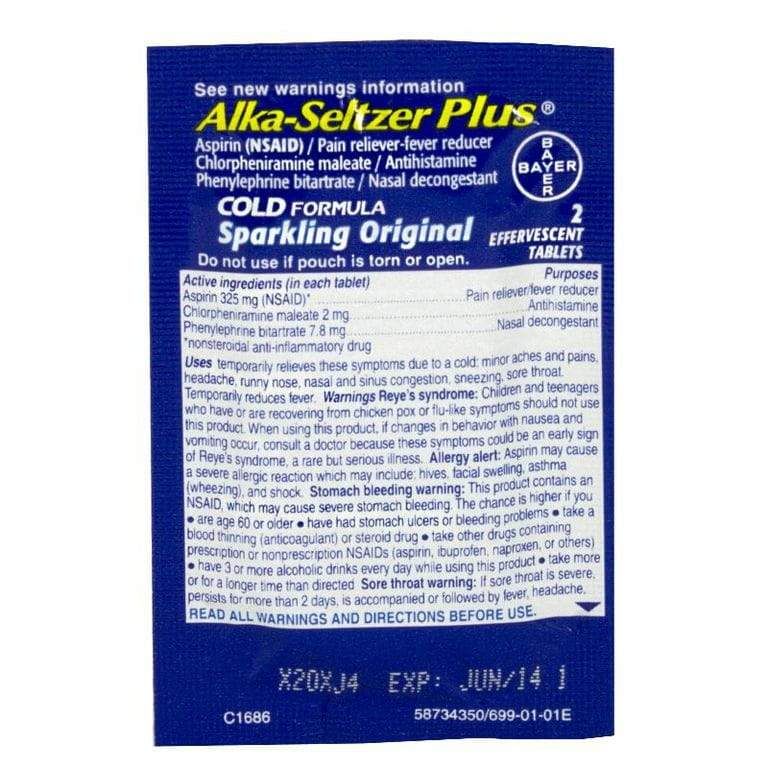 30 Pieces of Travel Size Alka Seltzer Plus Cold Pack Of 2