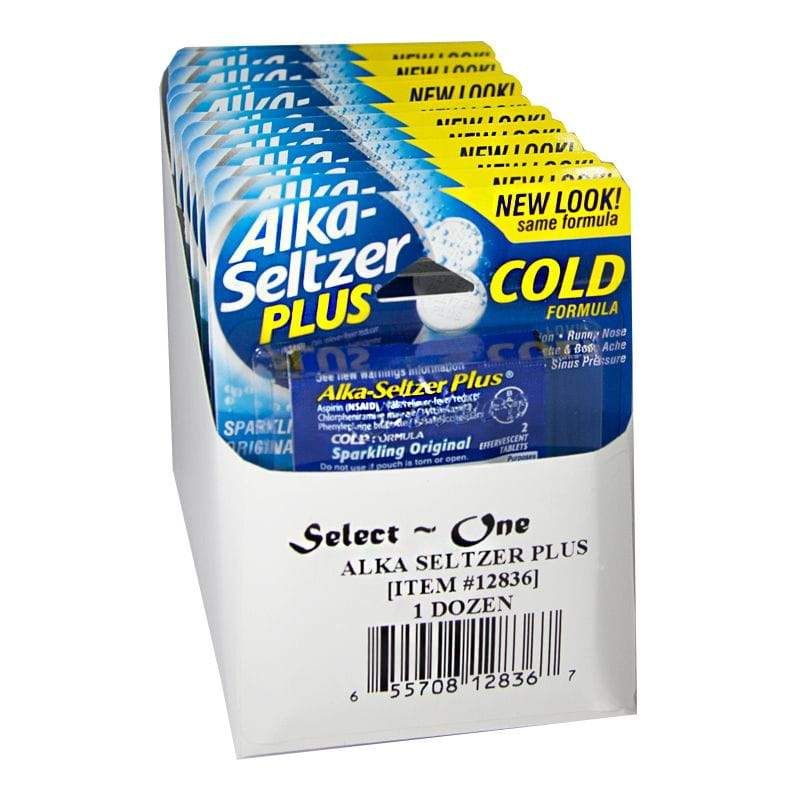 12 Pieces of Travel Size Alkaseltzer Plus Cold Card Card Of 2