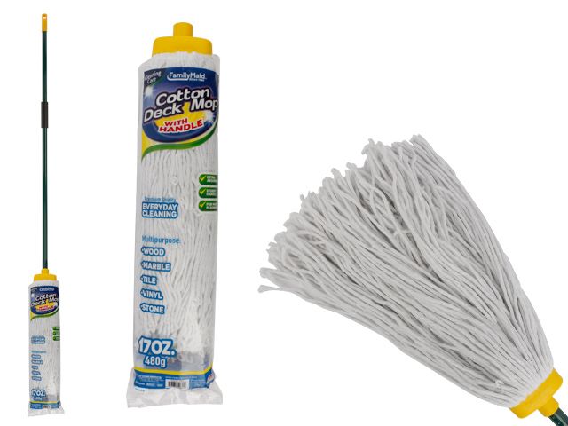 12 Pieces of Jumbo 480g Cotton Mop 1.3m Long With Comfort Cushion Handle