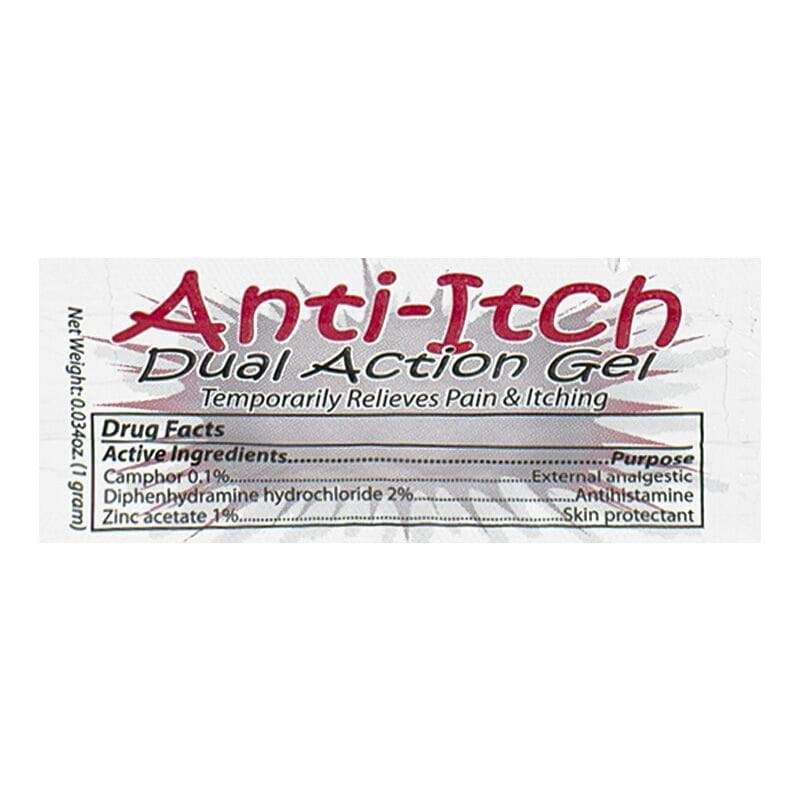 250 Pieces of Anti Itch Gel - Coretex Anti Itch Dual Action Gel Packet 1g Foil Packet