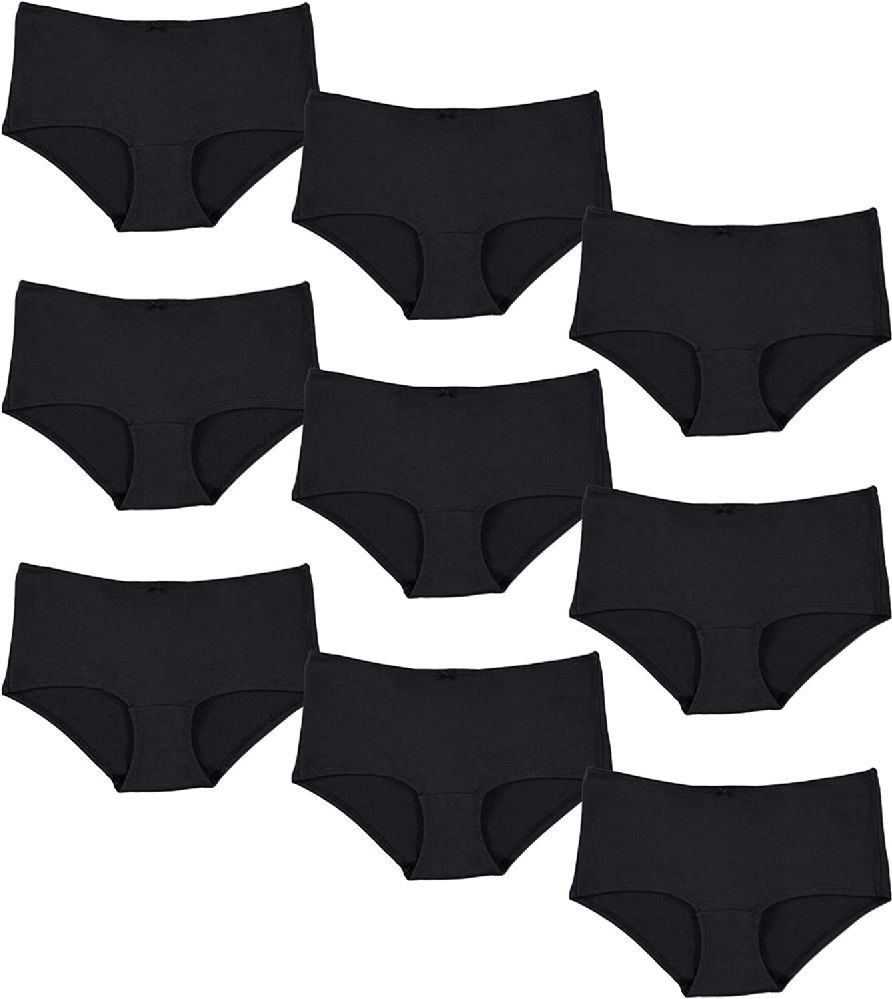 9 Pieces Yacht & Smith Womens Black Cotton Underwear Panty Briefs In Bulk, 95 Cotton Soft