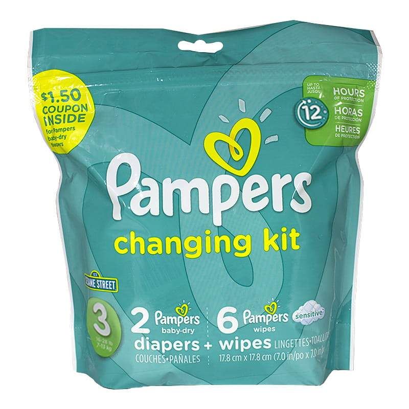 24 Pieces of Pampers Size 3 - Pampers 8 Piece Changing Kit