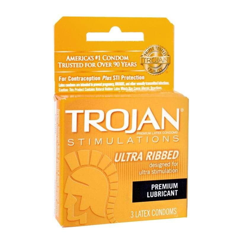 36 Pieces of Ribbed Condoms - Trojan Ultra Ribbed Condoms Box Of 3
