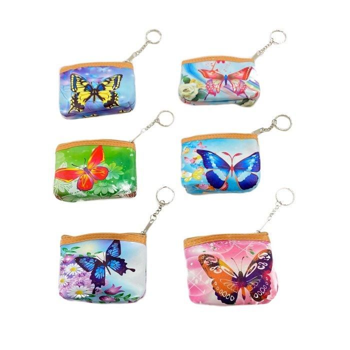84 Pieces of 4"x3.5" Zippered Change Purse [butterfly]
