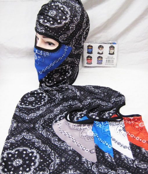 48 Pieces of Full Face Mask Two Tone Paisley Bandanna Assorted Colors