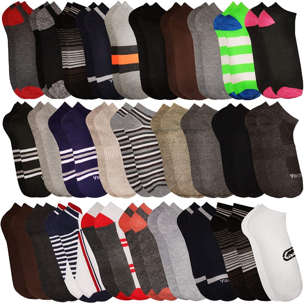 60 Wholesale Mens Colorful Assorted Lightweight Low Cut Ankle Socks