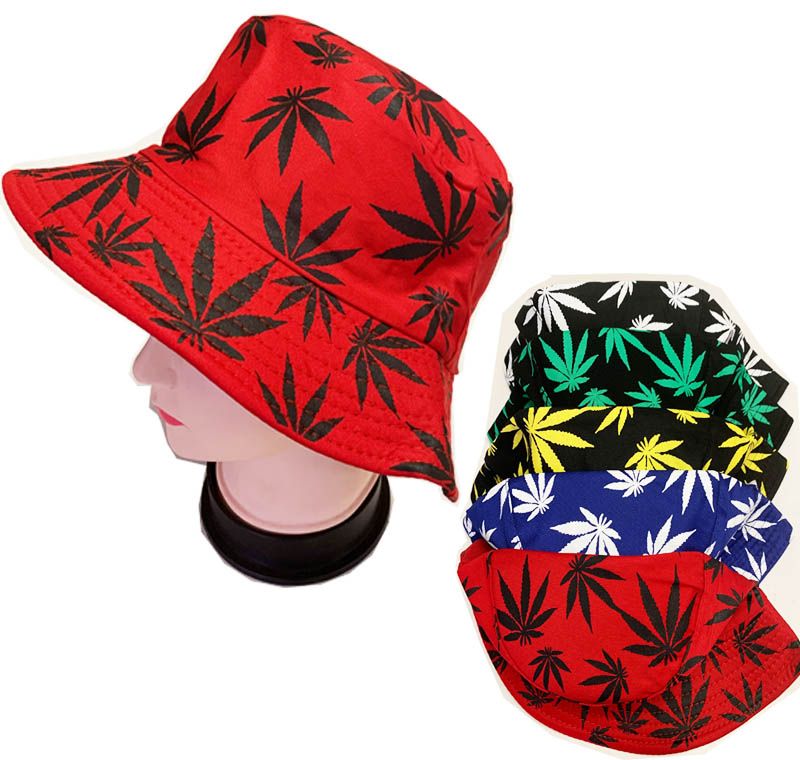 36 Wholesale Bucket Leaf Fishing Hat In Assorted Colors