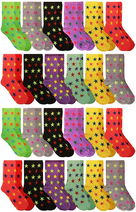 60 Pairs of Yacht & Smith Women's Assorted Colored Star Print Dress Socks