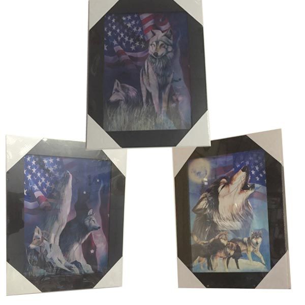 12 Wholesale American Flag Wolf Canvas Picture Wall Art