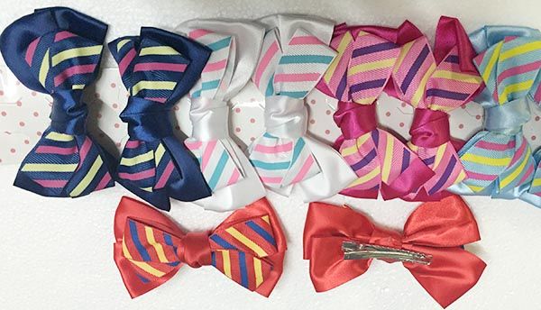 144 Wholesale Girls Striped Assorted Colored Hair Clip