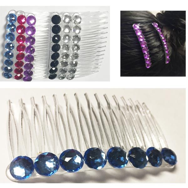 144 Wholesale Girls Rhinestone Assorted Colored Hair Clip