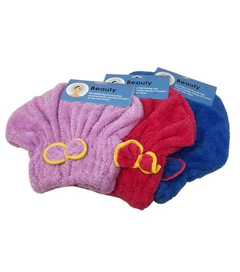72 Pieces of Microfiber Shower Cap With Bow 24cm