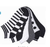 180 Wholesale Women Black And White Printed Ankle Socks