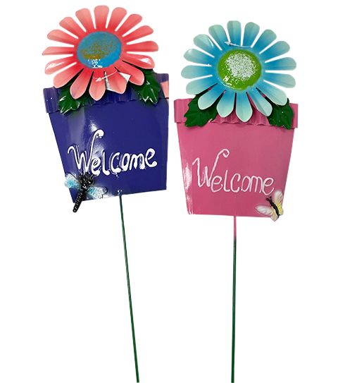 96 pieces of Metal Flower Welcome Garden Stake