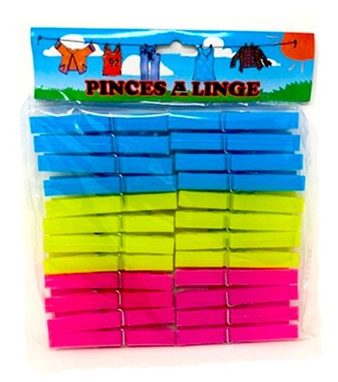 72 Pieces of 24 Piece Plastic Clothes Pins Assorted Color