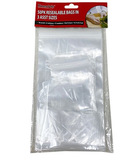 96 Wholesale 50 Pack Resealable Bags In 3 Assorted Style