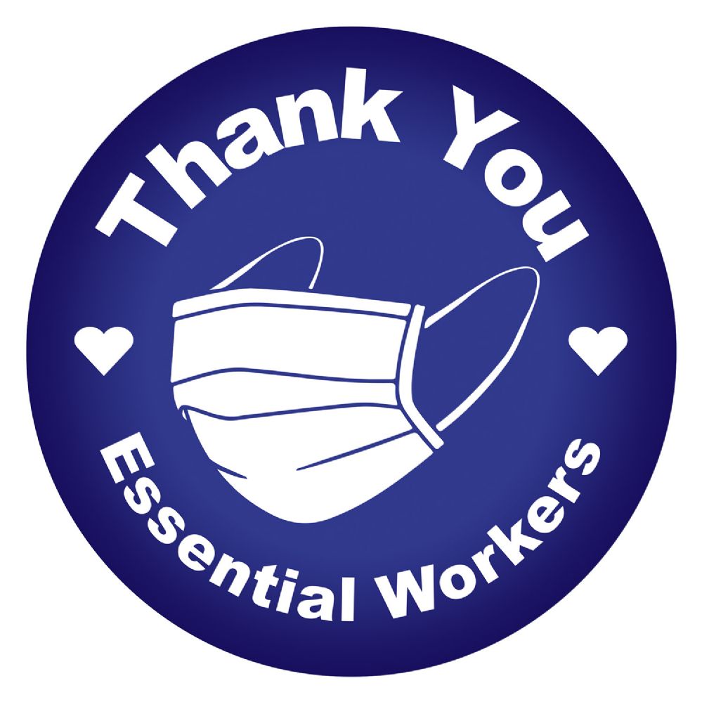 6 Wholesale Thank You Essential Workers Button