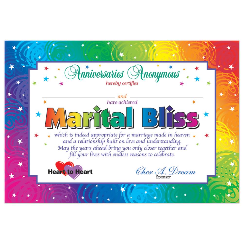 6 Pieces of Marital Bliss Certificate