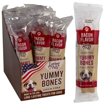 15 Pieces of Dog Treats Bacon Flavor Stick 2.8 Oz In Cnt Dsply Made In UsagraiN-Free Yummy Bones