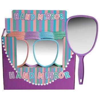 36 Pieces of Hand Mirror W/handle In Display 4ast Colors Upc Label 36pc Pdq