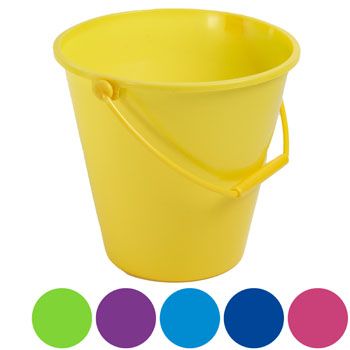 36 Pieces of Bucket W/handle 6ast Solid Colors/upc Label7 X 7 Inches
