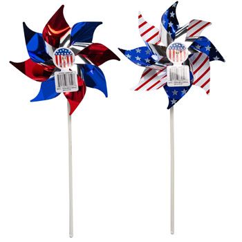 36 Pieces of Pinwheel Patriotic 16.75in 2asst Red/bluE-Star/stripe Kd Disply36pc Upc Tear Off Tag