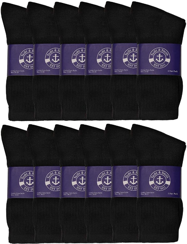 Vinco 12-Pack Mens Athletic Cotton Crew Socks - Cushioned, Breathable, Moisture Wicking (Sizes 9-11, 10-13)