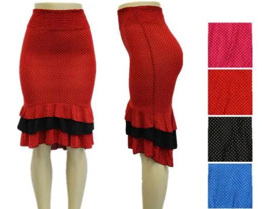 48 Wholesale Womens Fashion Ruffled Mermaid Skirt