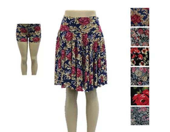 24 Wholesale Womens Fashion Printed Skirt With Attached Pants