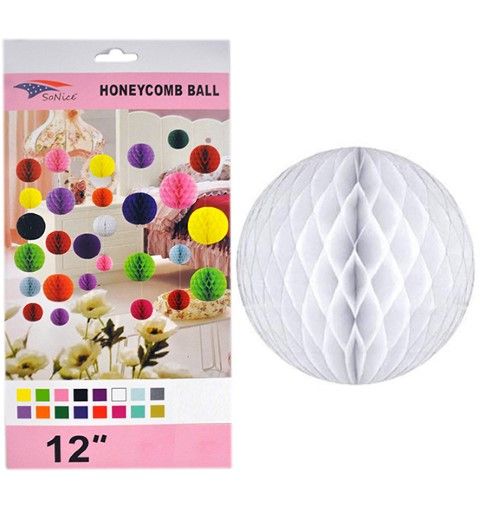 96 Pieces 12 Inch White Honeycomb Tissue Paper - Party Center Pieces