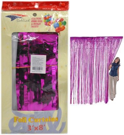 36 Wholesale Hot Pink Metallic Foil Curtain