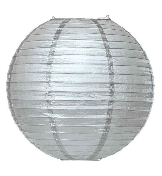 96 Pieces 8 Inch Paper Lantern In Silver - Party Center Pieces