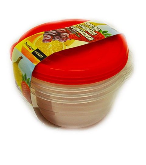 [3 PACK] 48oz Round Plastic Reusable Storage Containers with