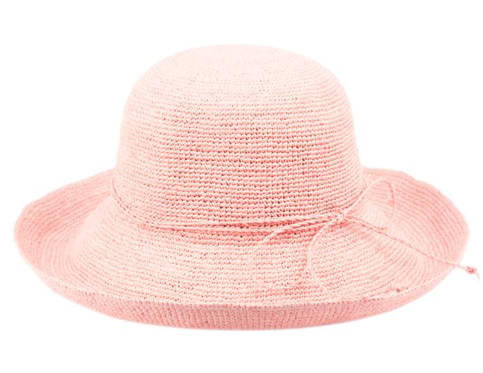 Women’s 2024 pink, rolled brim cloche hat .