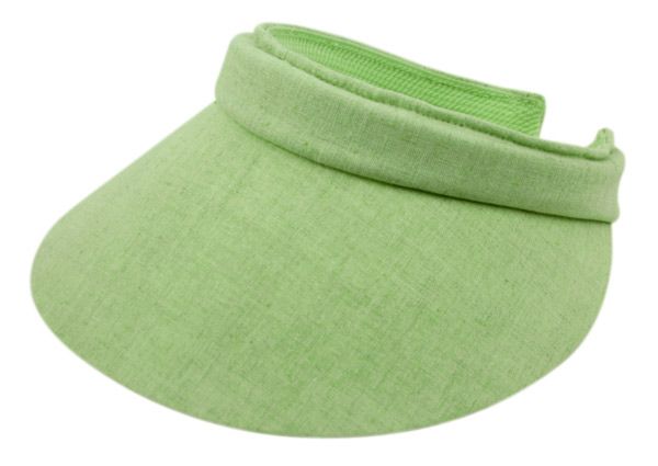 24 Wholesale Cotton Solid Color Clip Visor In Lime Green
