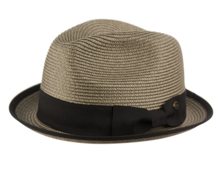 12 Wholesale Poly Braid Fedora Hats With Band & Fabric Edge In Gray