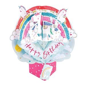 12 Wholesale Happy Birthday PoP-Up Card - Unicorns
