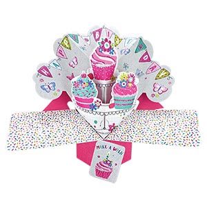 12 Wholesale Happy Birthday Pop Up Card - Cupcakes