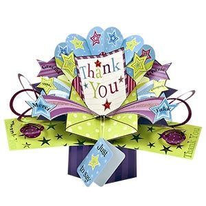 12 Wholesale Thank You Pop Up Card -Stars